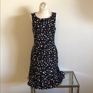 Pink white black polka dot DKNY ruffle dress